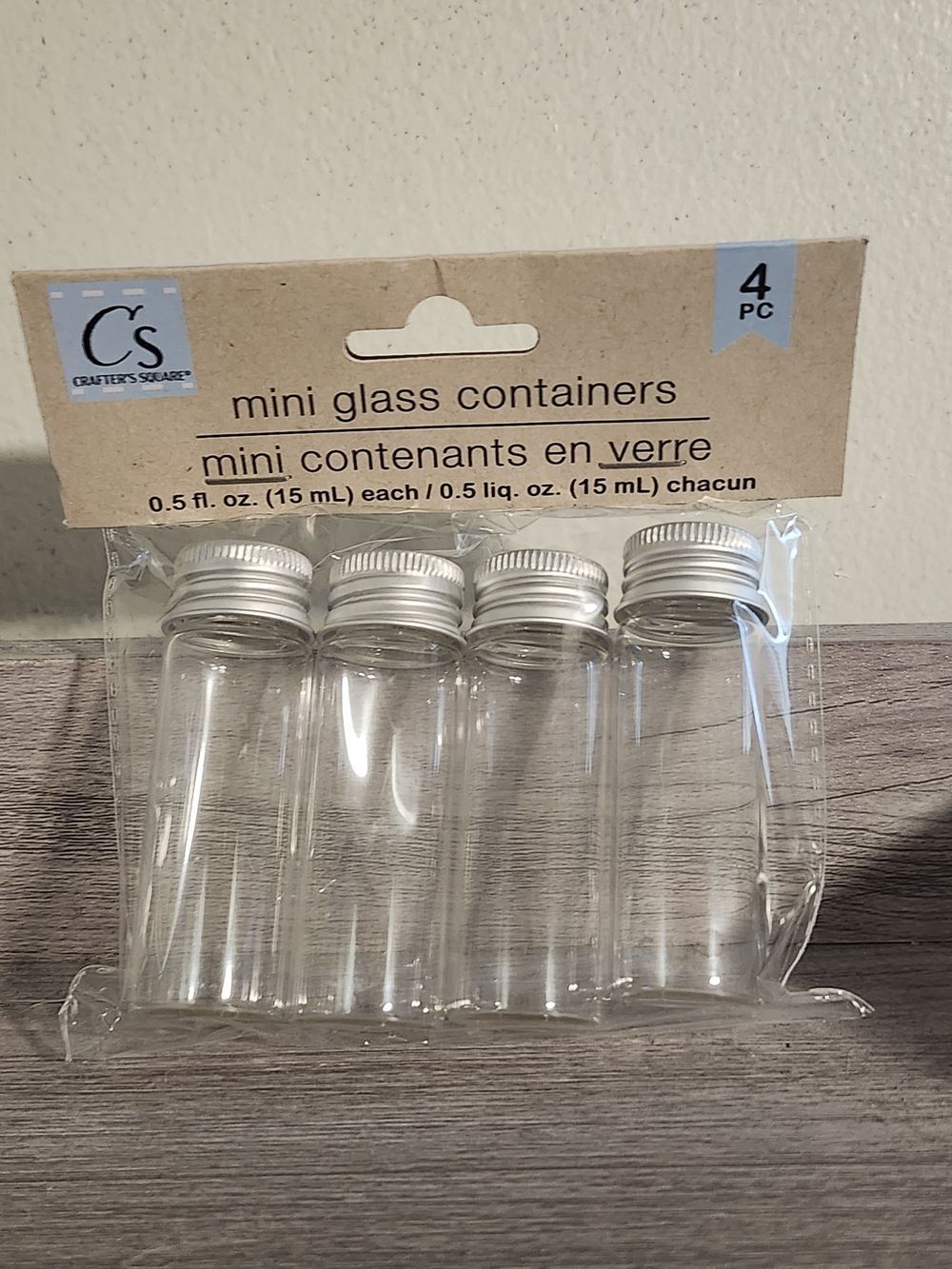 Clear Mini Glass Containers with Silver Caps - 4 Pack